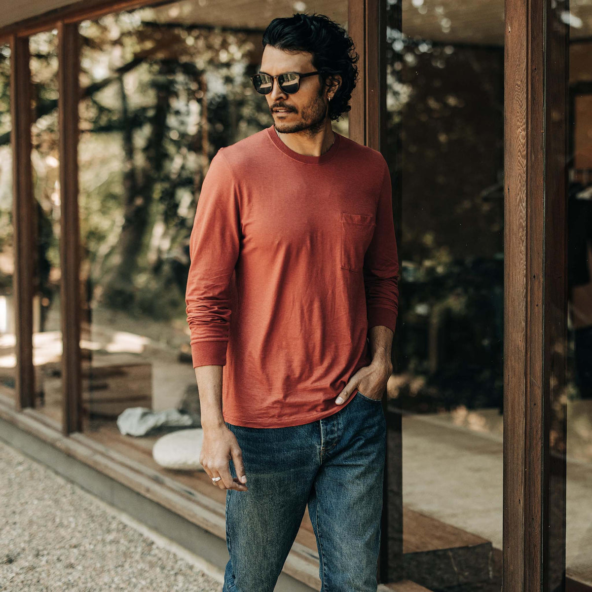 The Cotton Hemp Long Sleeve Tee in Engine
