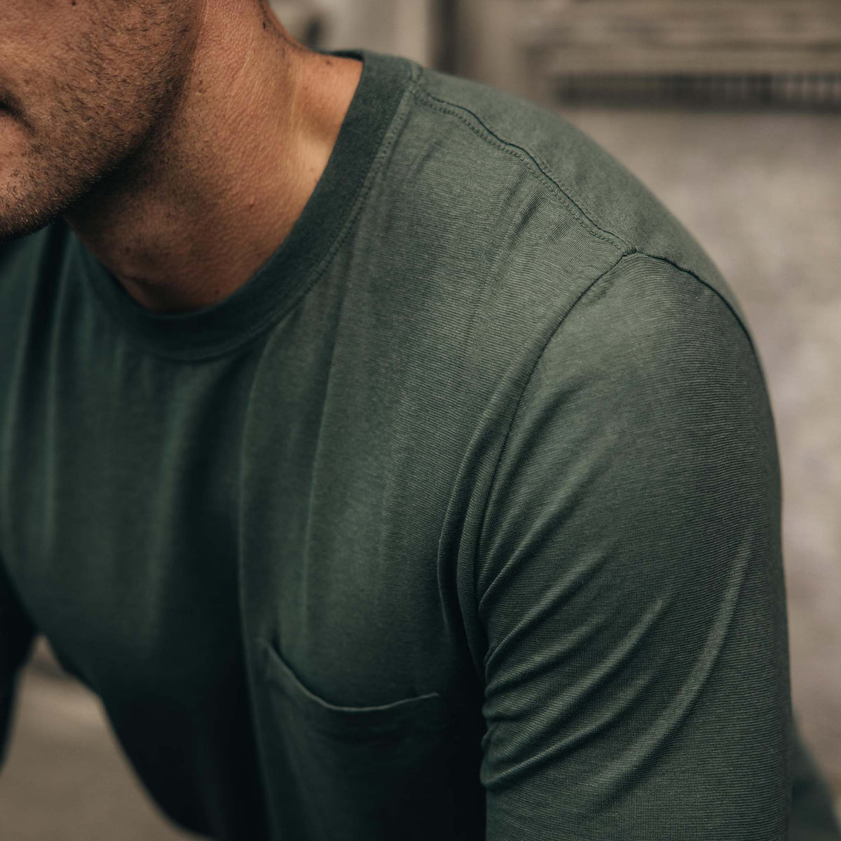 The Cotton Hemp Long Sleeve Tee in Pine