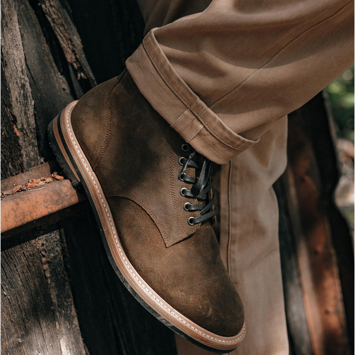 The Democratic All Day Pant in Washed Tobacco Selvage