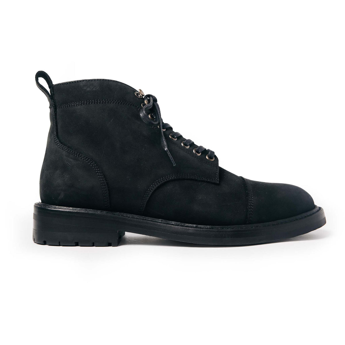 The Moto Boot in Black Weatherproof Nubuck