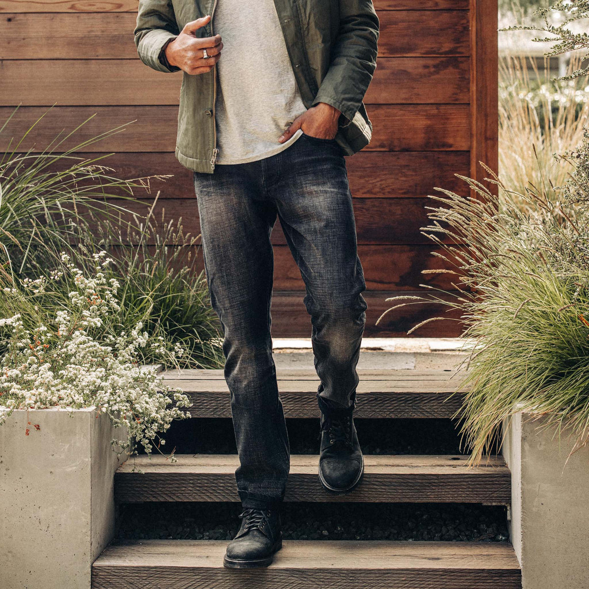 The Moto Boot in Black Weatherproof Nubuck