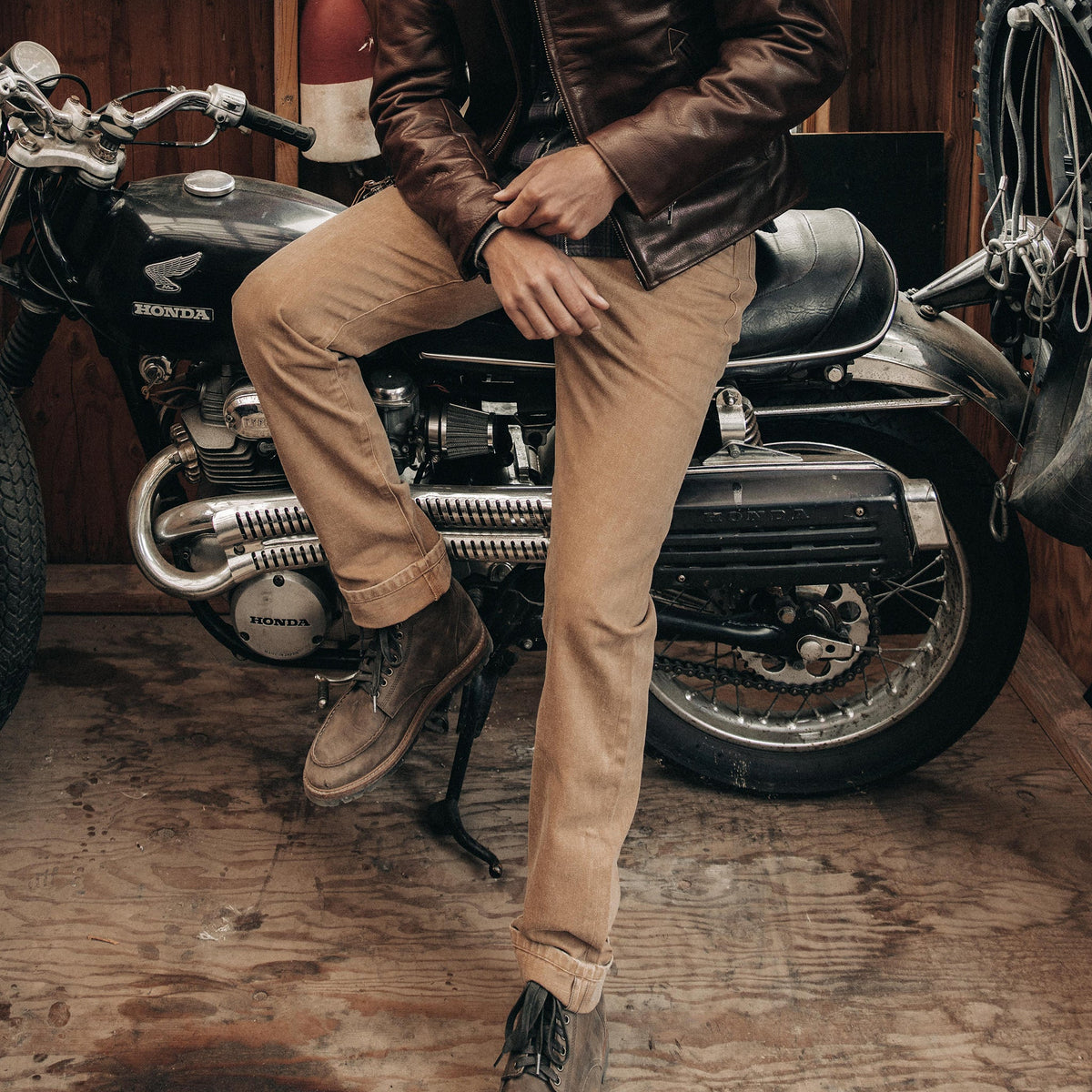 The Slim All Day Pant in Washed Tobacco Selvage