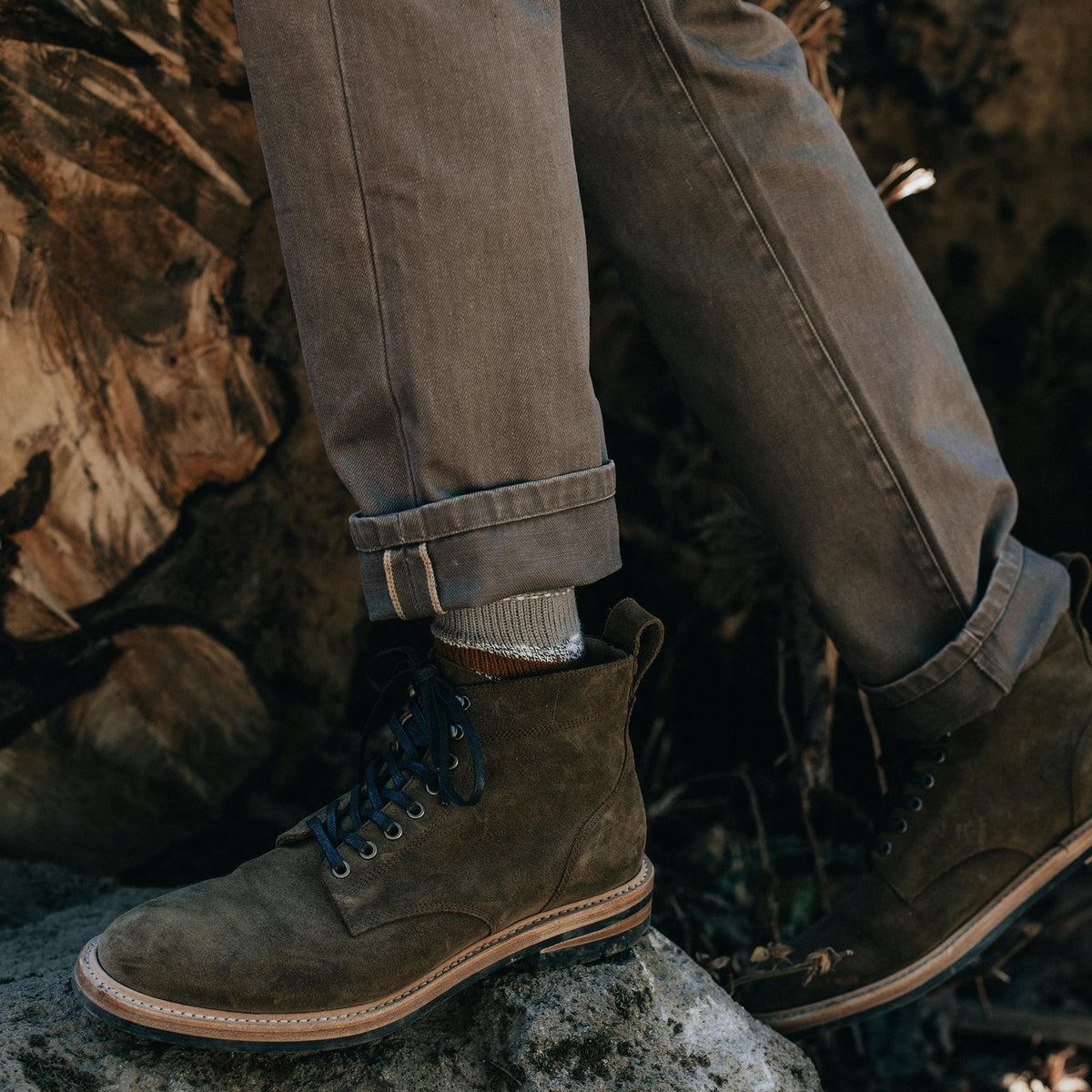 The Slim All Day Pant in Washed Walnut Selvage