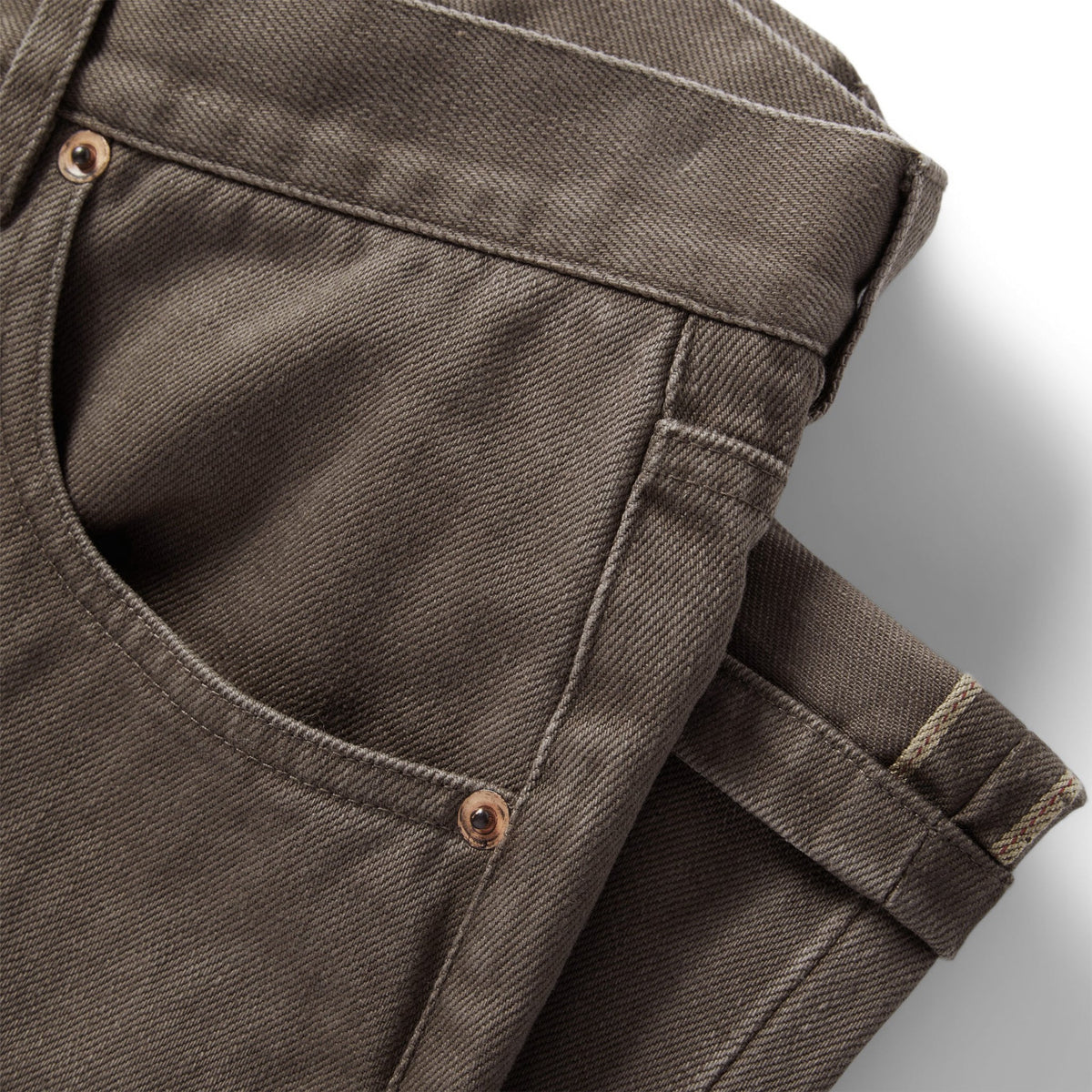 The Slim All Day Pant in Washed Walnut Selvage