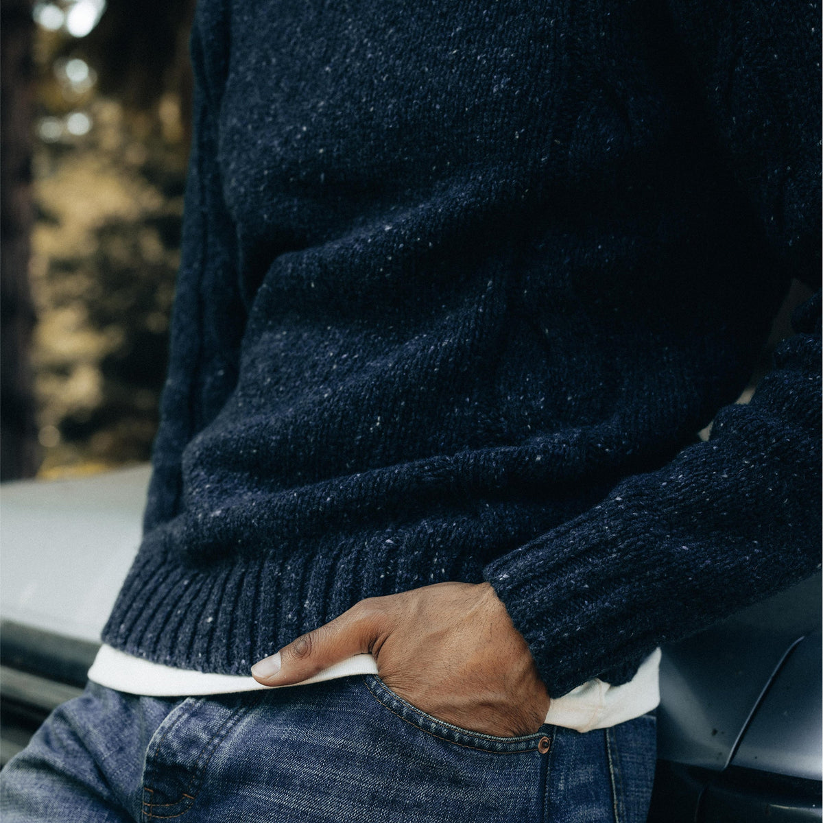 The Topside Sweater in Navy Donegal
