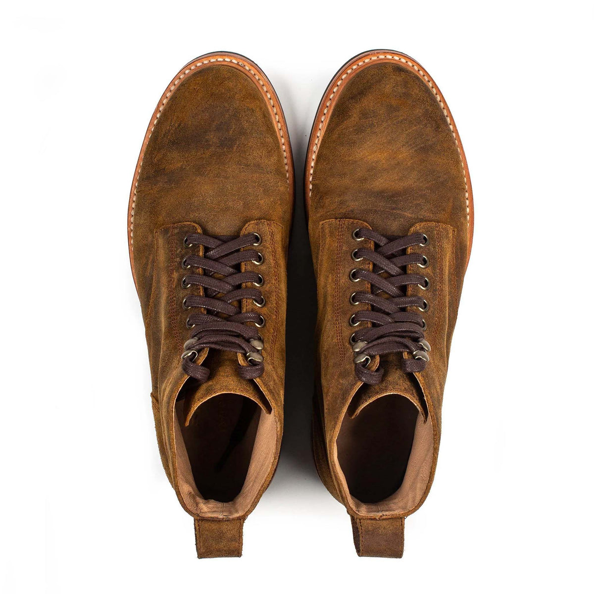 The Trench Boot in Golden Brown Waxed Suede