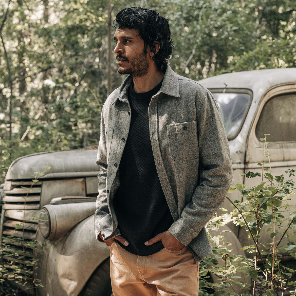 The Utility Shirt in Ash Donegal Wool
