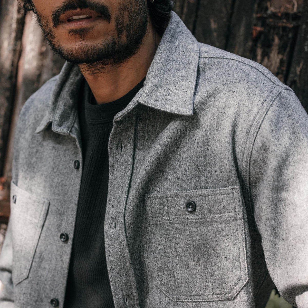 The Utility Shirt in Ash Donegal Wool