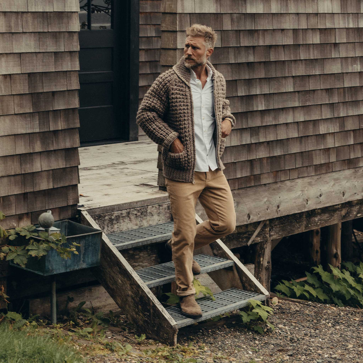 The Seawall Hand-Knit Sweater in Heather Sable