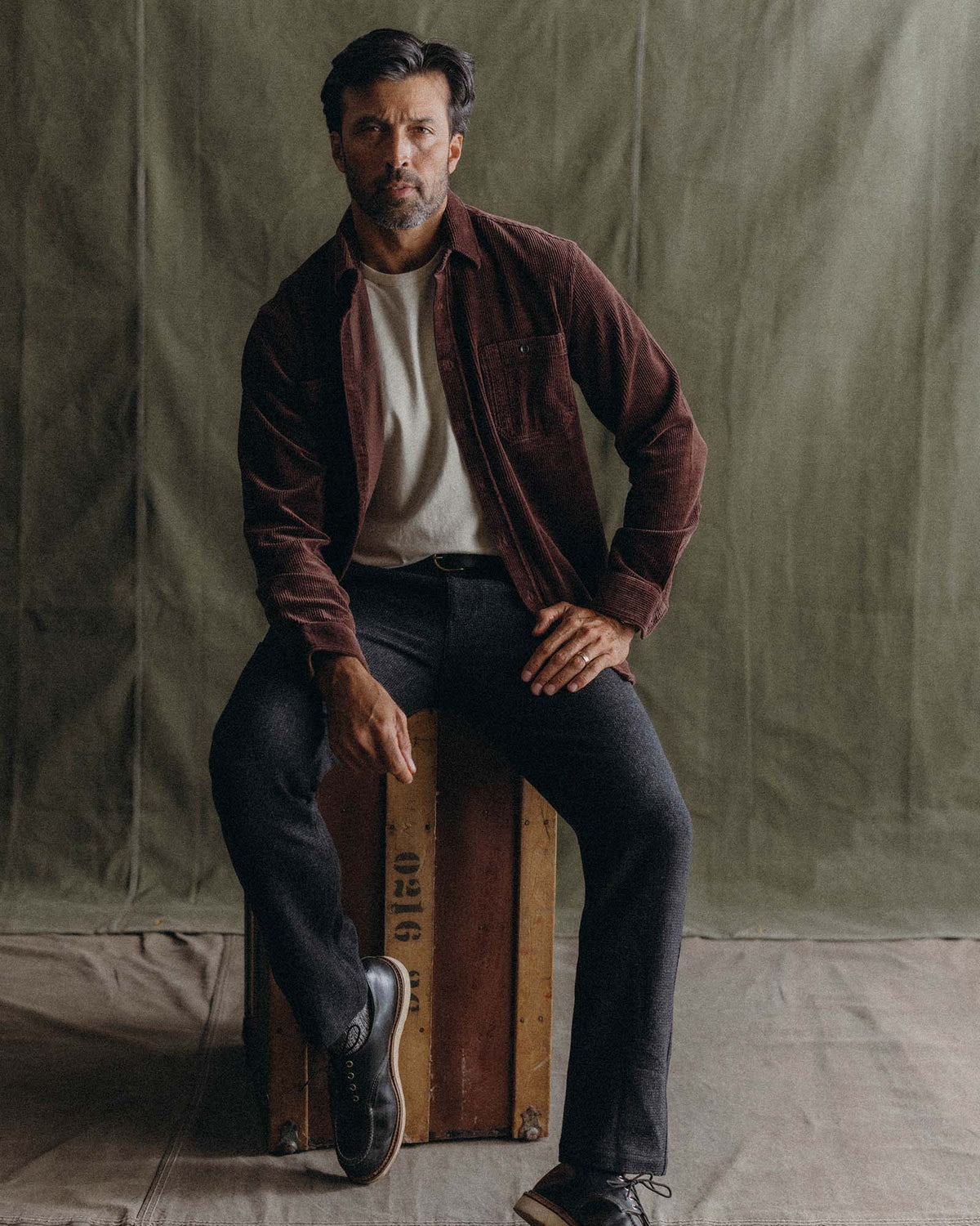 The Utility Shirt in Burgundy Corduroy