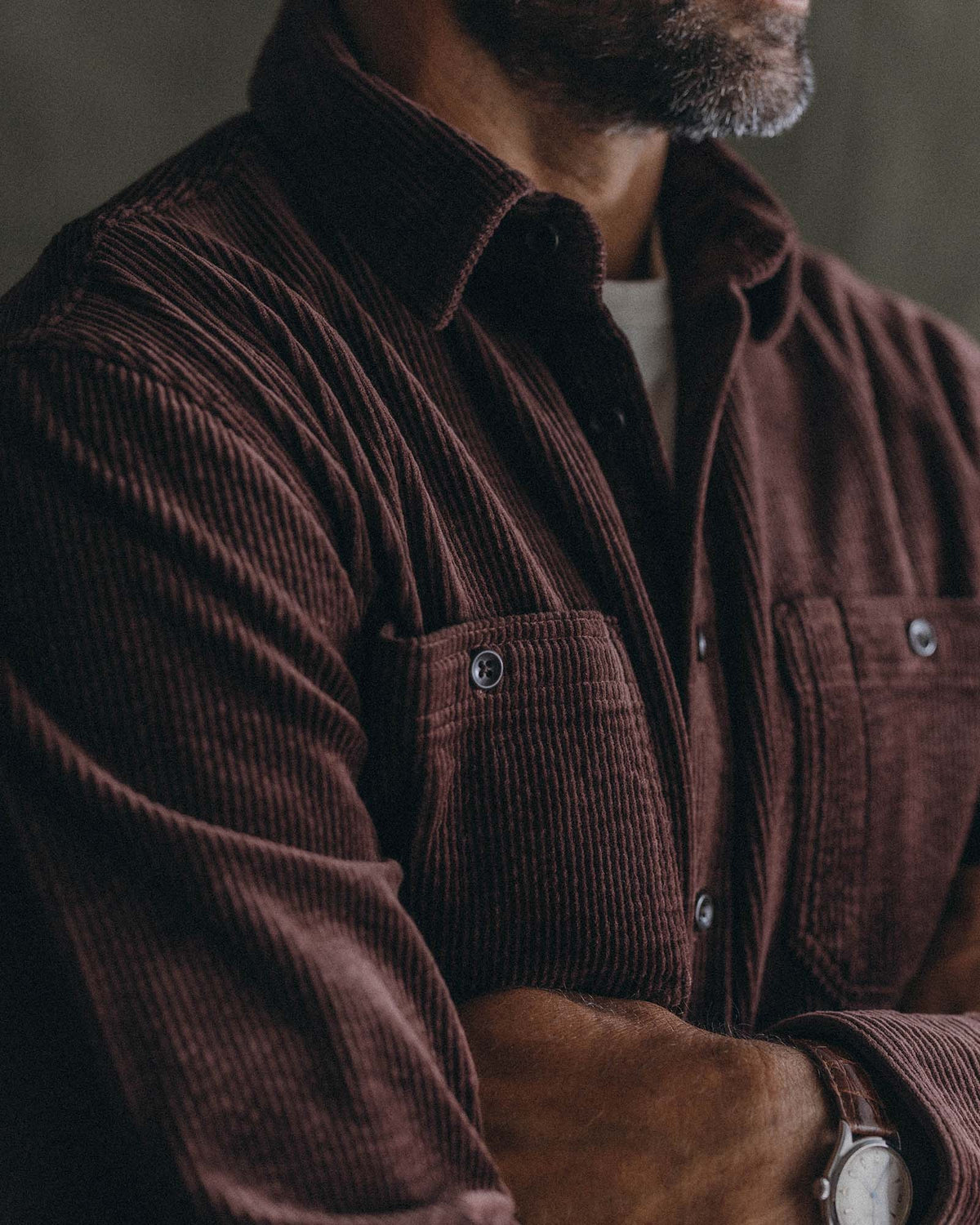 The Utility Shirt in Burgundy Corduroy