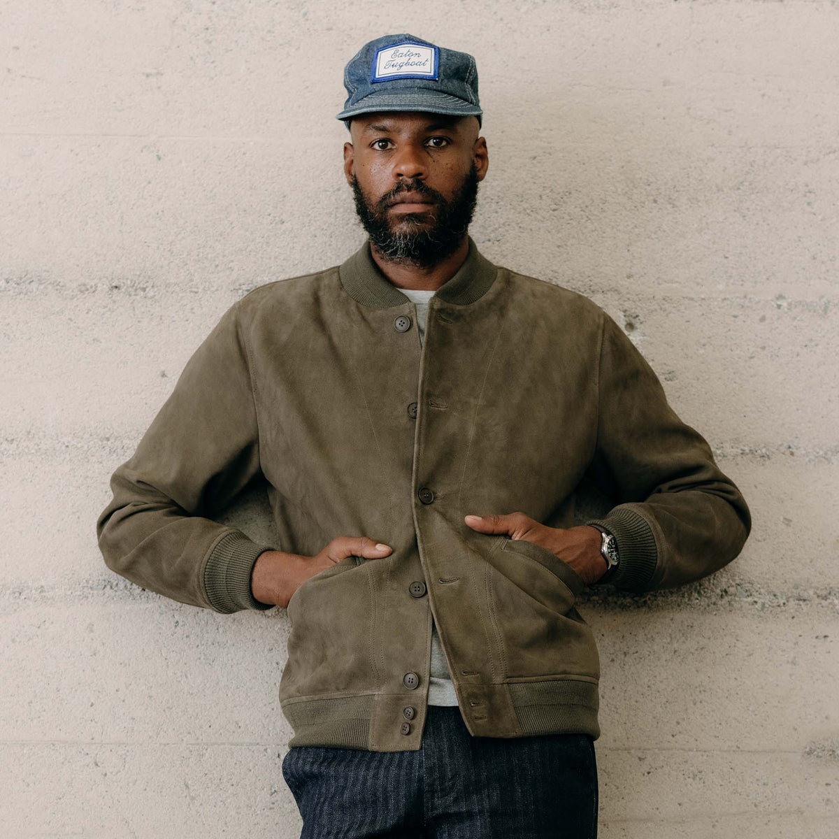 The Bomber Jacket in Army Suede