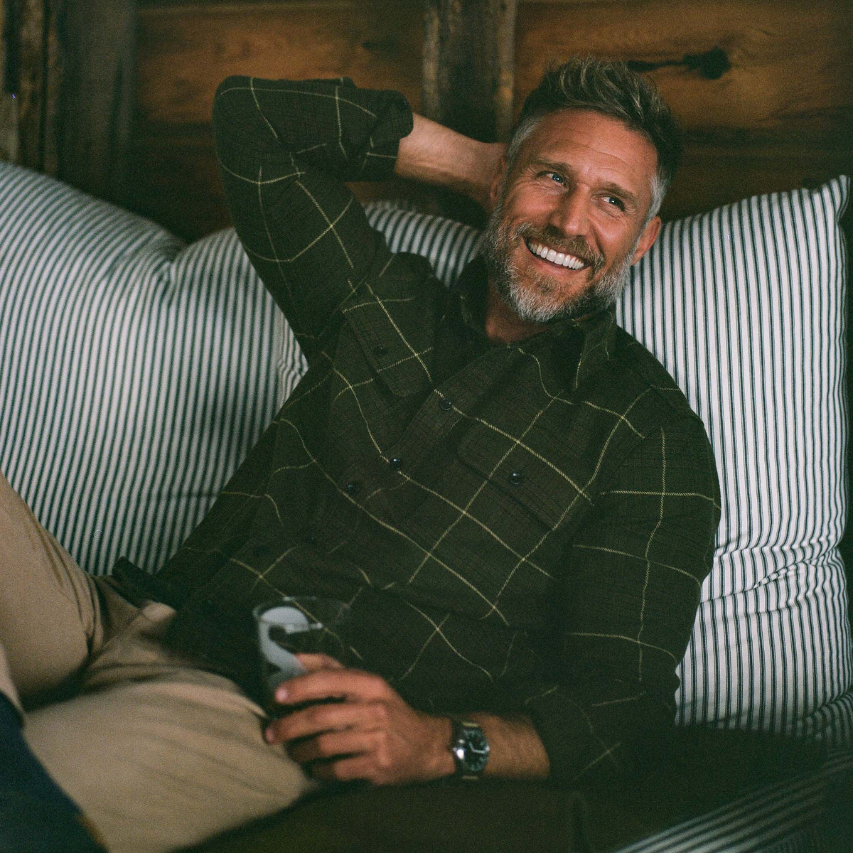 The Ledge Shirt in Olive Plaid