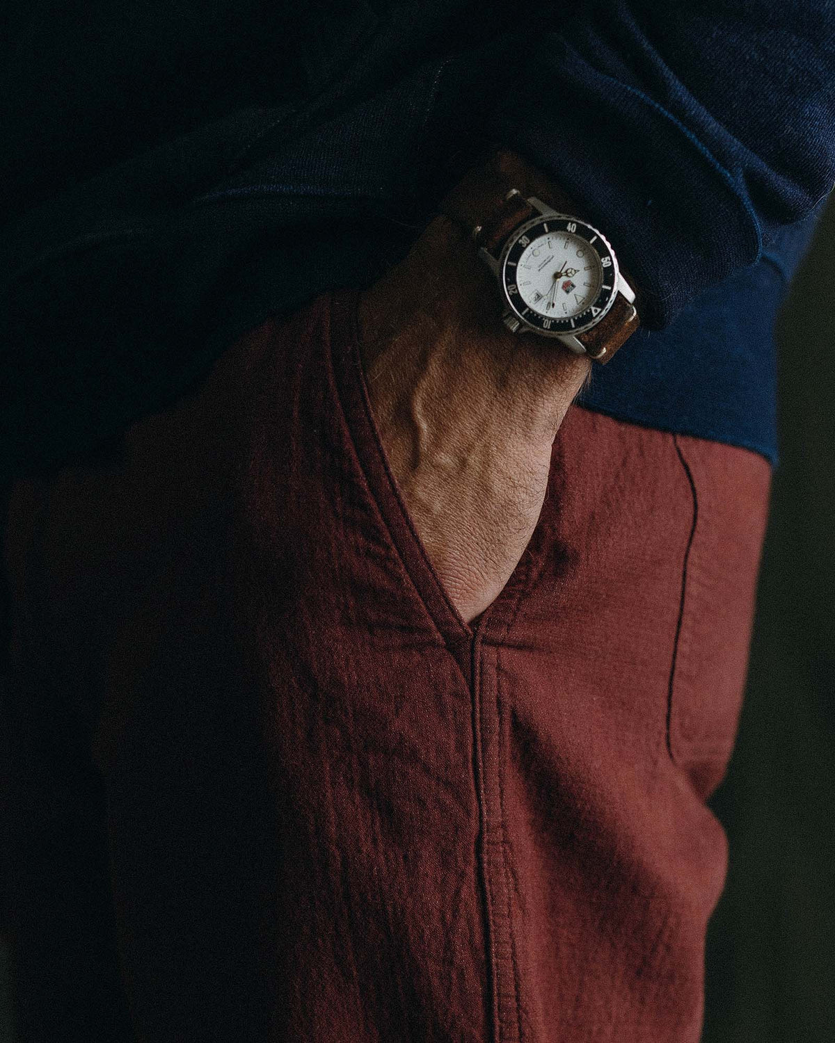 The Apres Pant in Burgundy Double Cloth