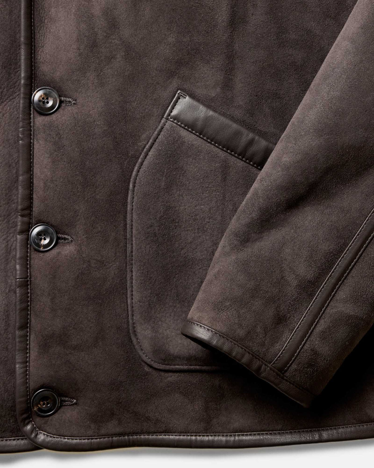 The Coleman Jacket in Dark Chocolate Shearling Suede