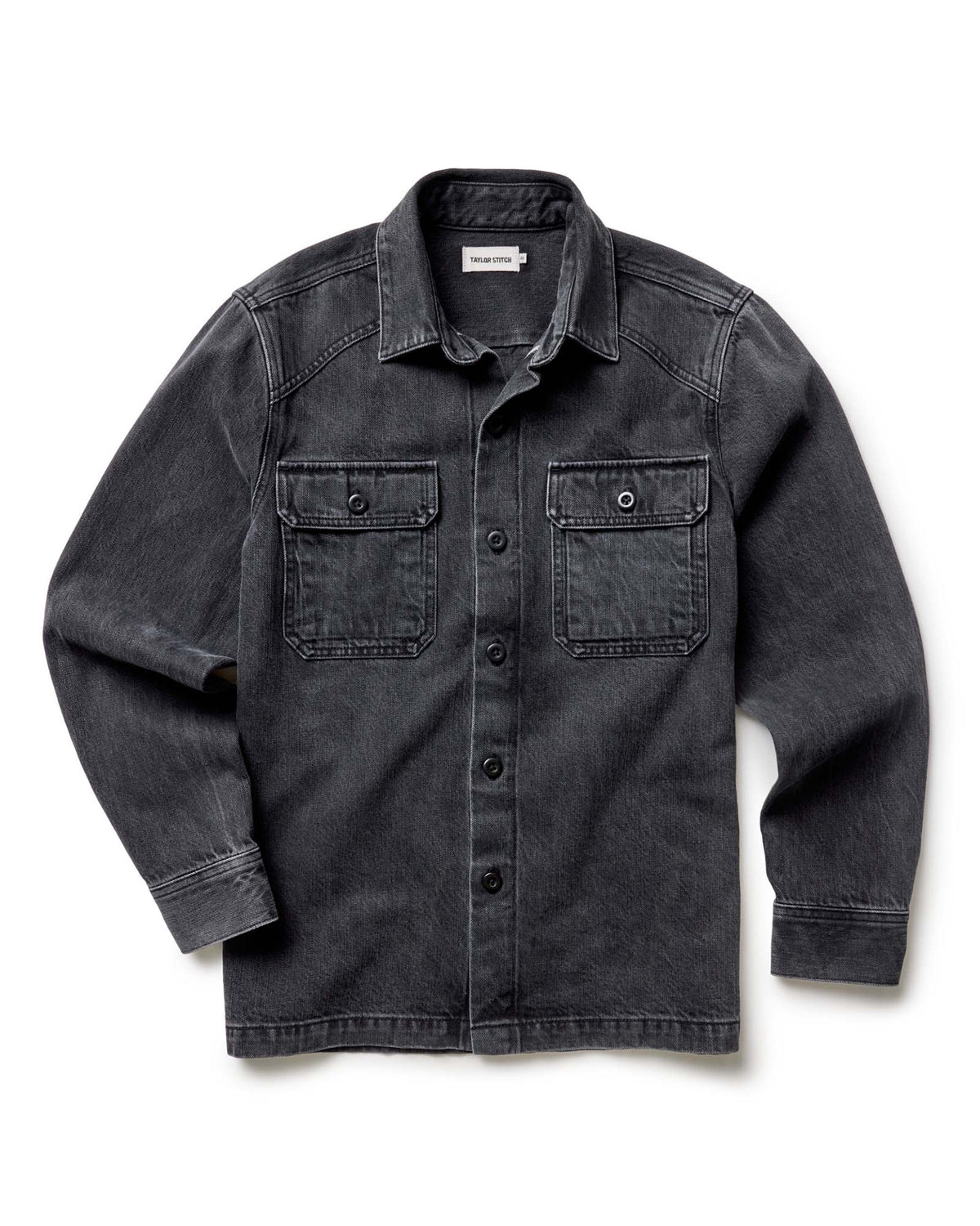 The Shop Shirt in Washed Black Organic Slub Selvedge