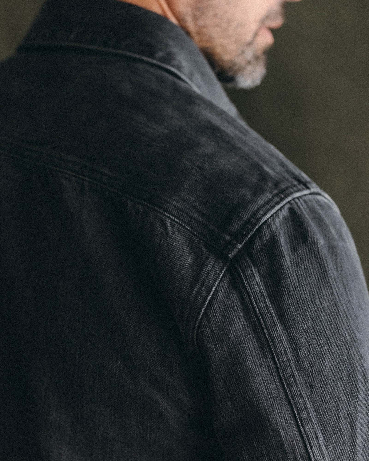 The Shop Shirt in Washed Black Organic Slub Selvedge
