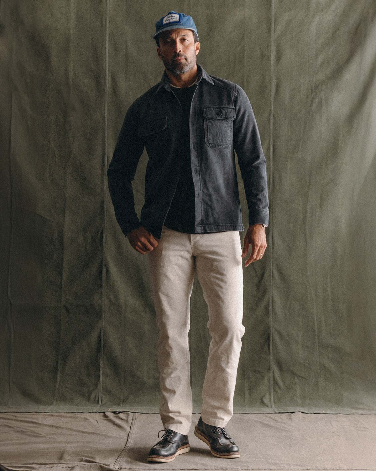 The Shop Shirt in Washed Black Organic Slub Selvedge