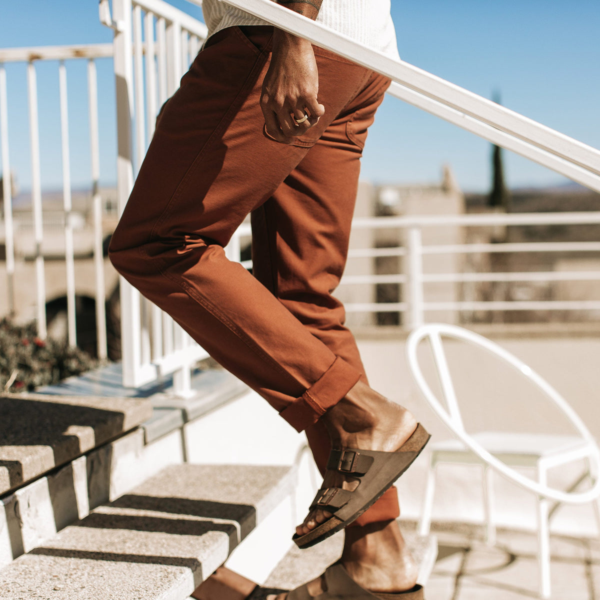 The Camp Pant in Rust Reverse Sateen