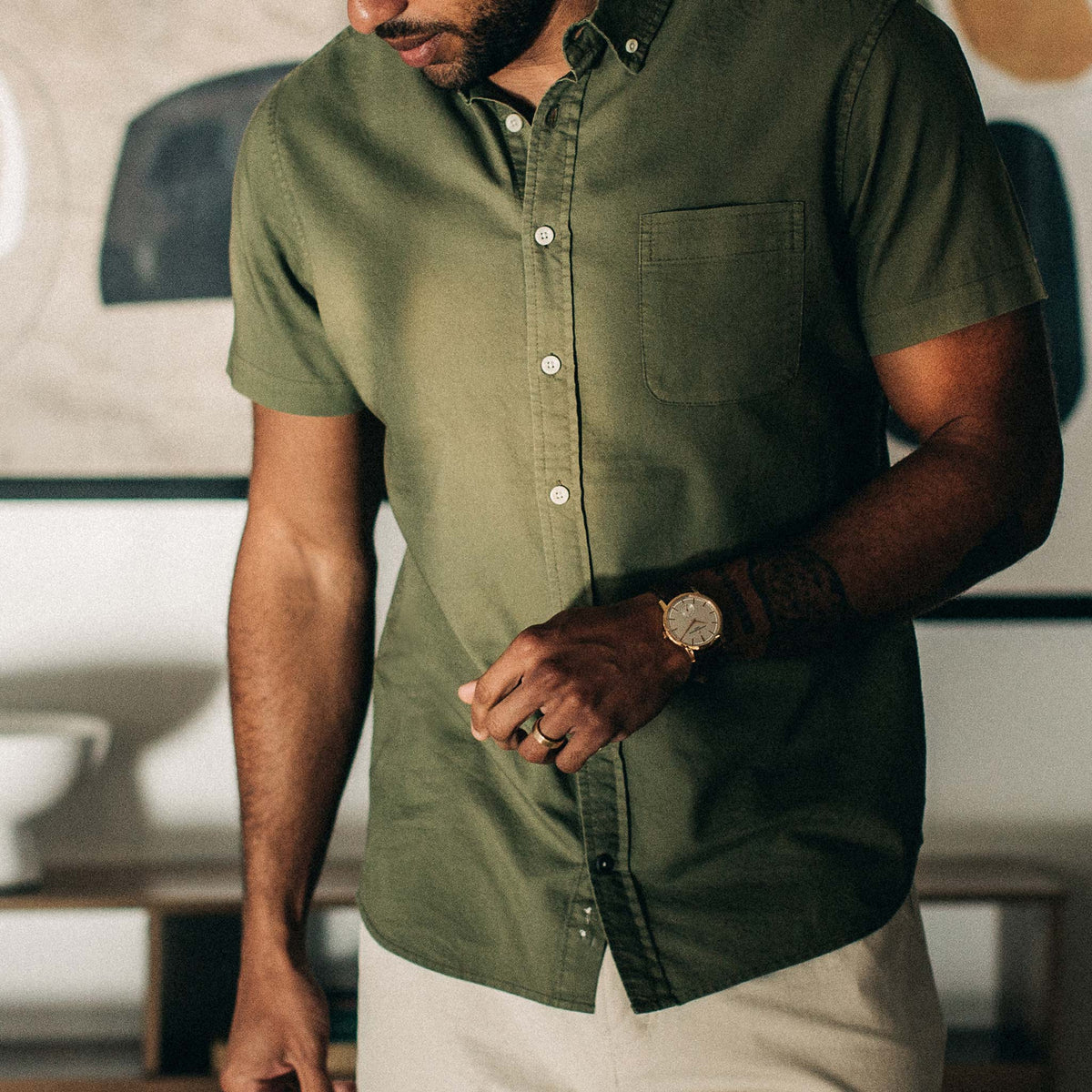 The Short Sleeve Jack in Cactus Oxford