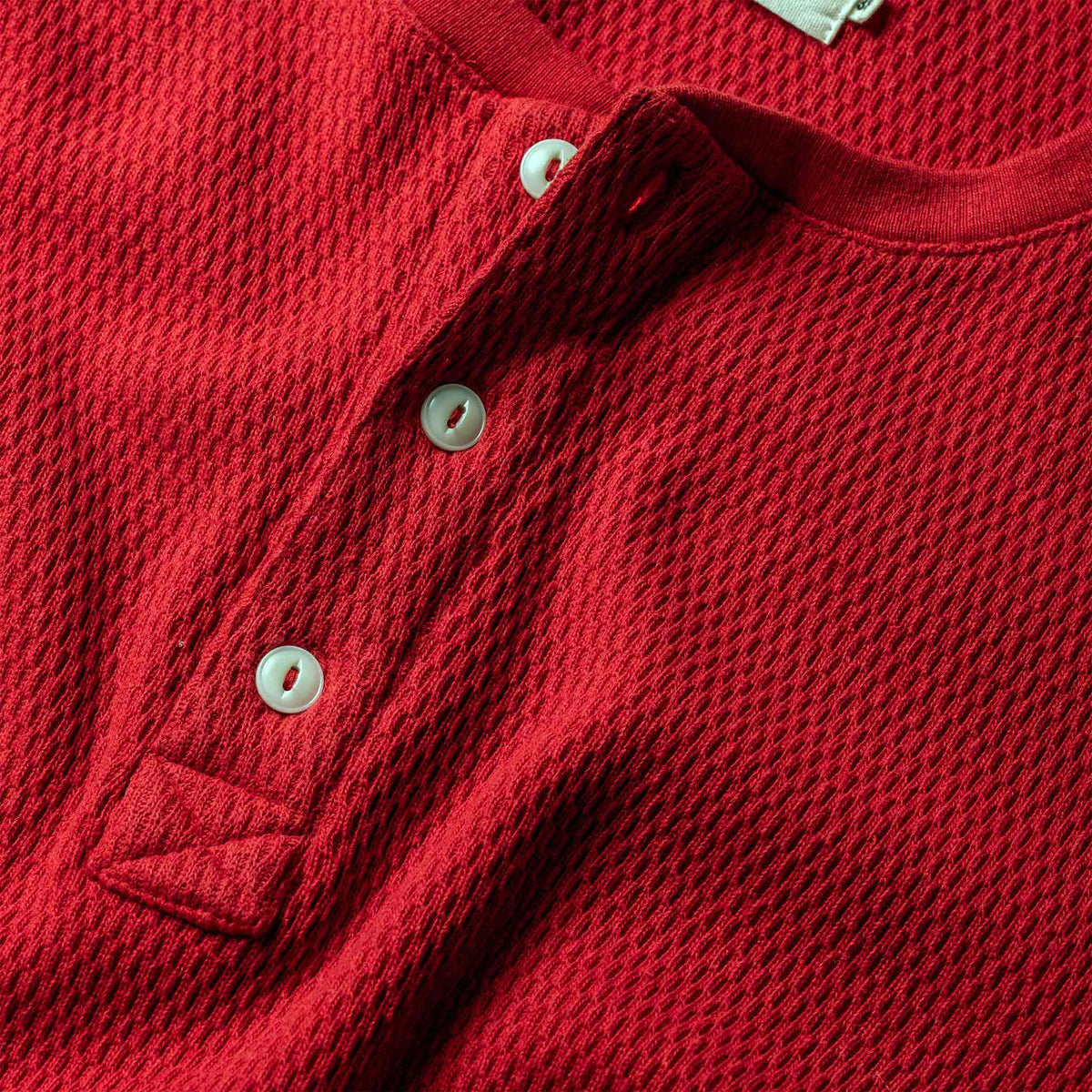 The Heavy Bag Waffle Henley in Cardinal