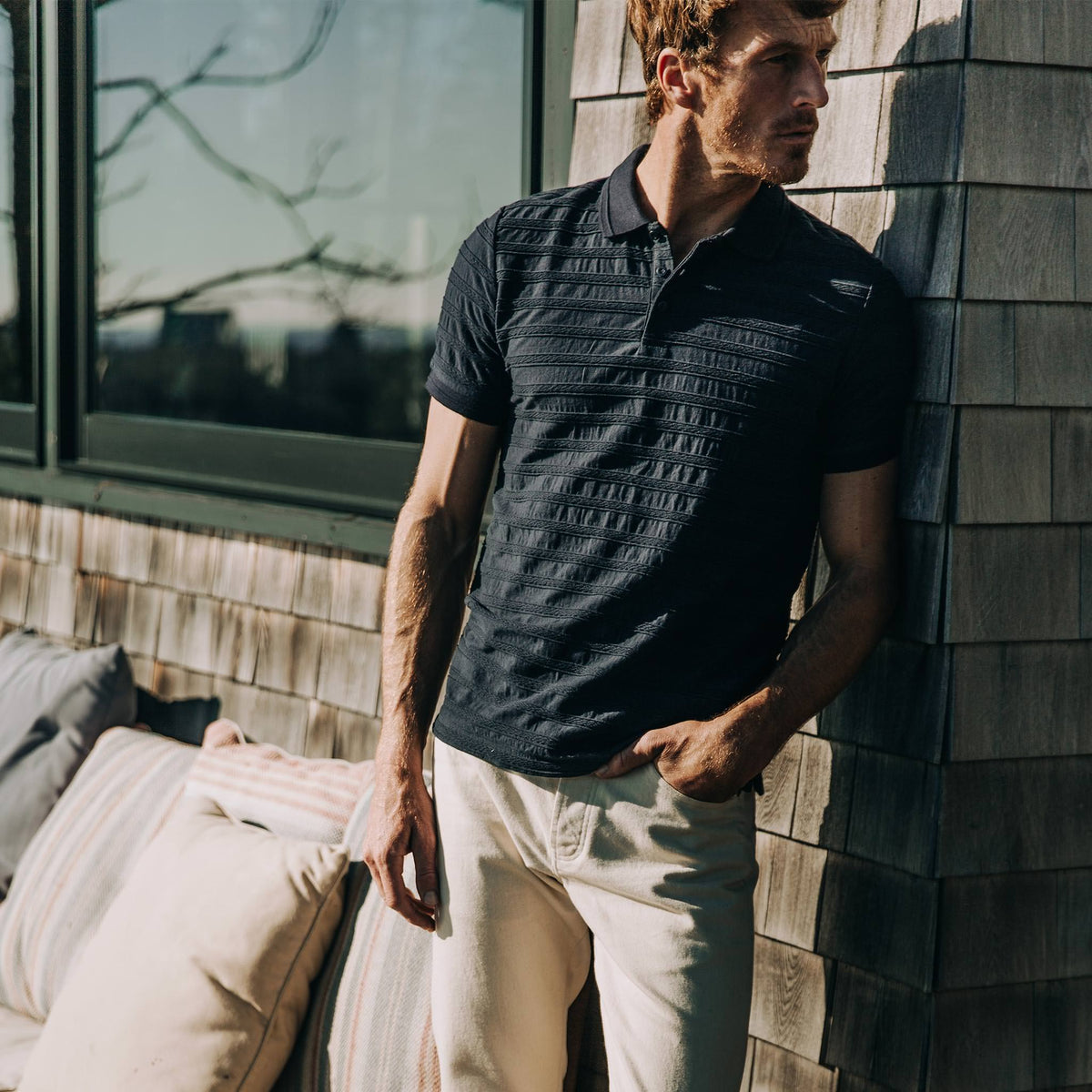 The Polo in Dark Navy Jacquard