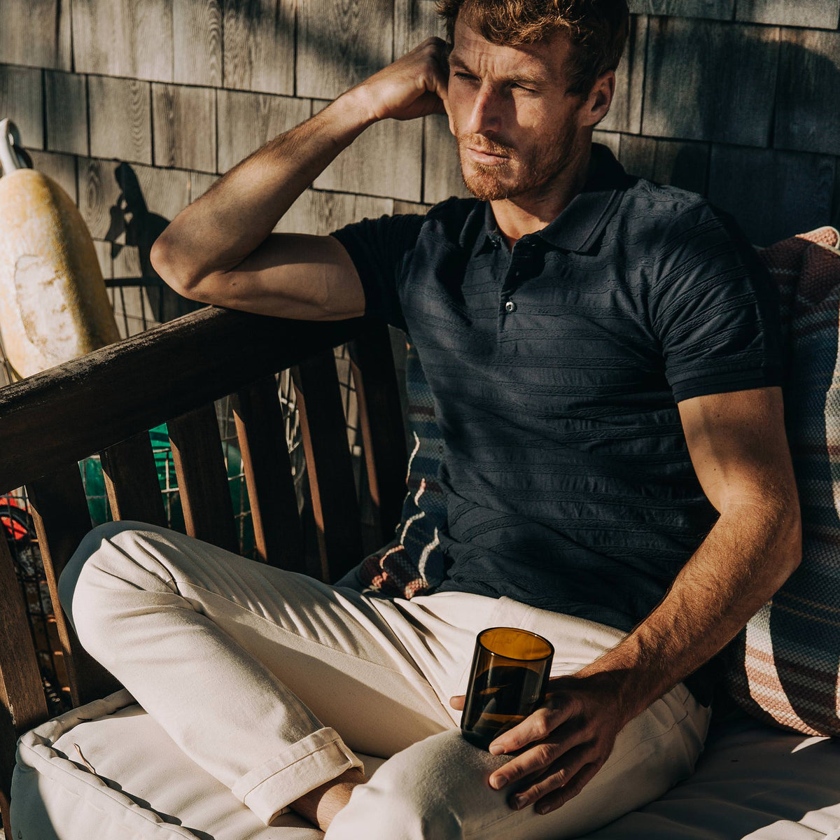 The Polo in Dark Navy Jacquard