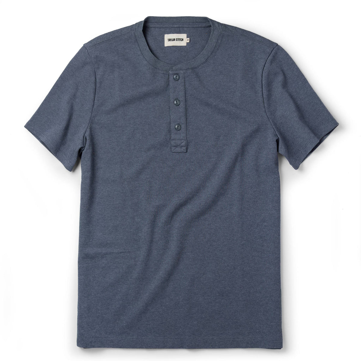 The Short Sleeve Heavy Bag Henley in Atlantic Blue
