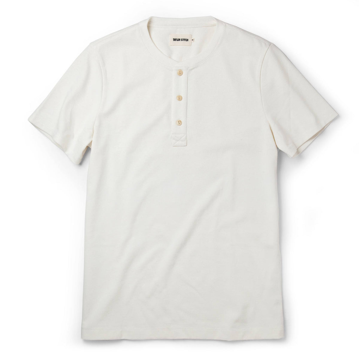 The Short Sleeve Heavy Bag Henley in Natural