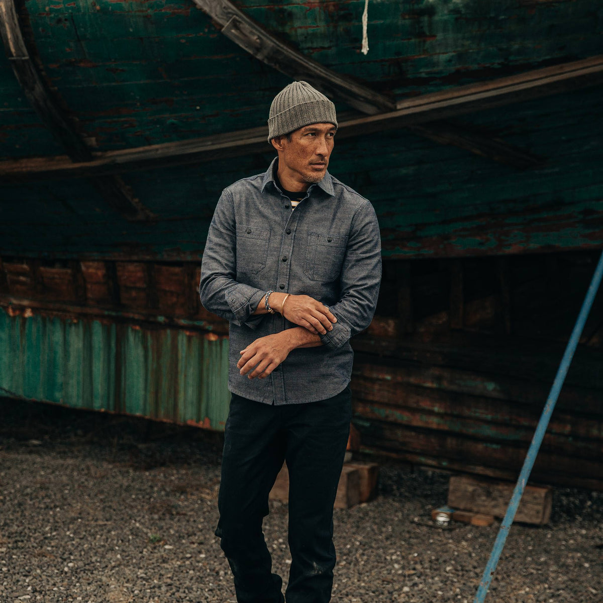 The Utility Shirt in Indigo Crosshatch