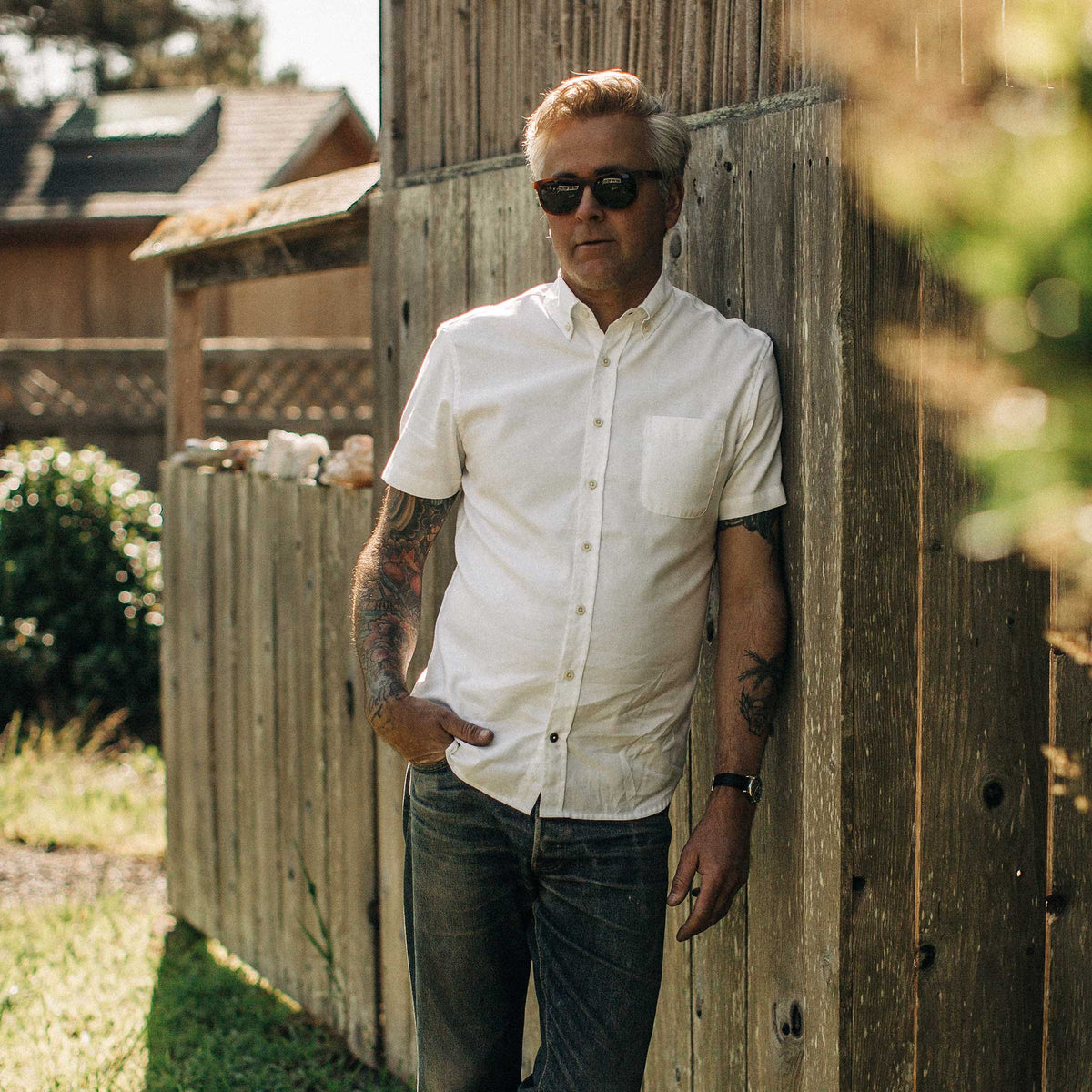 The Short Sleeve Jack in Washed White Oxford