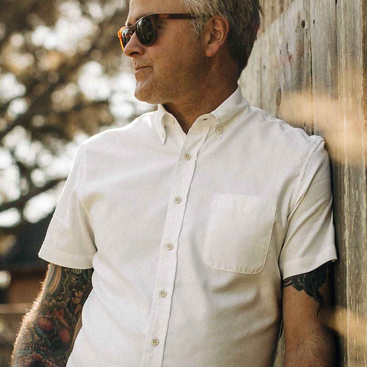 The Short Sleeve Jack in Washed White Oxford