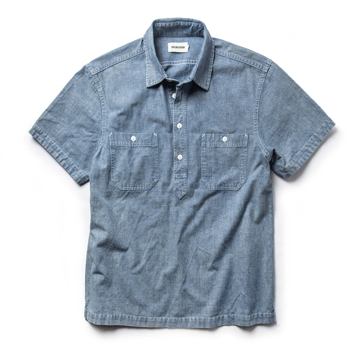 The Short Sleeve Popover in Blue Chambray