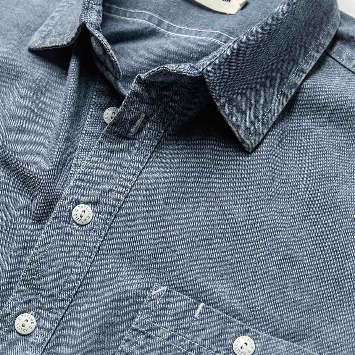 The Short Sleeve Popover in Blue Chambray