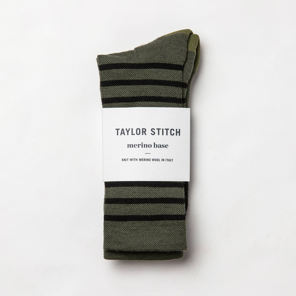 The Merino Sock in Olive Stripe