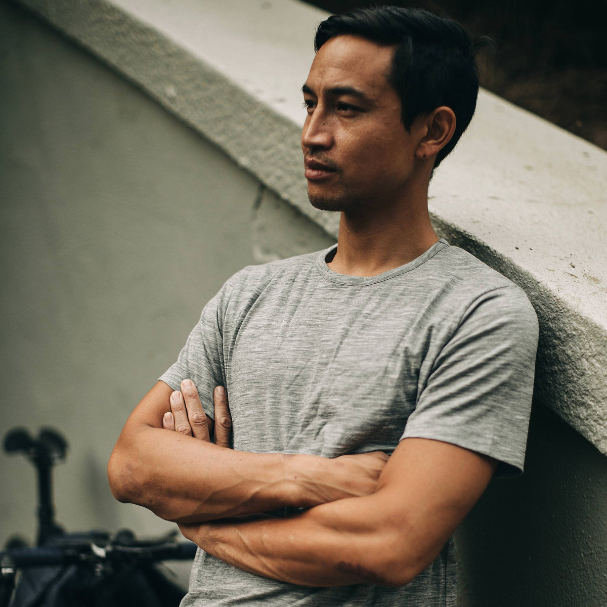 The Merino Tee in Heather Grey