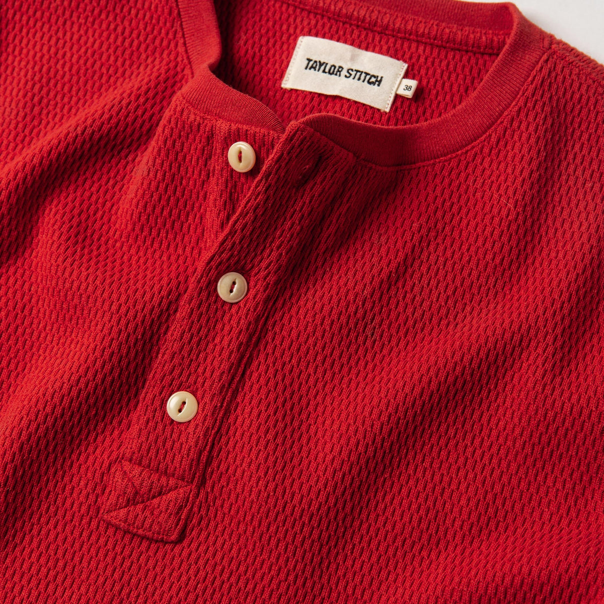 The Heavy Bag Waffle Henley in Cardinal