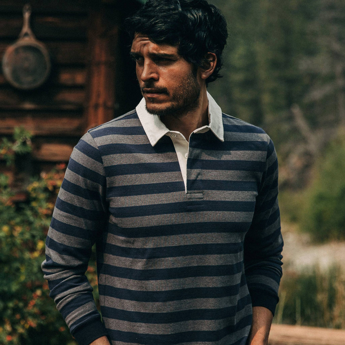 The Rugby Shirt in Navy Stripe