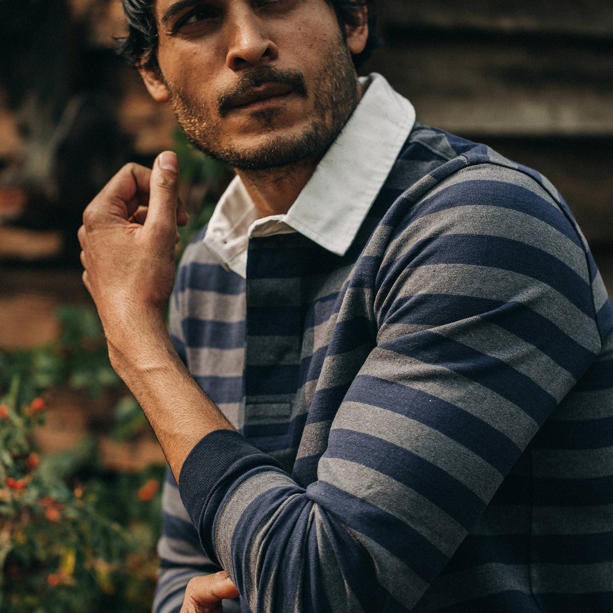 The Rugby Shirt in Navy Stripe