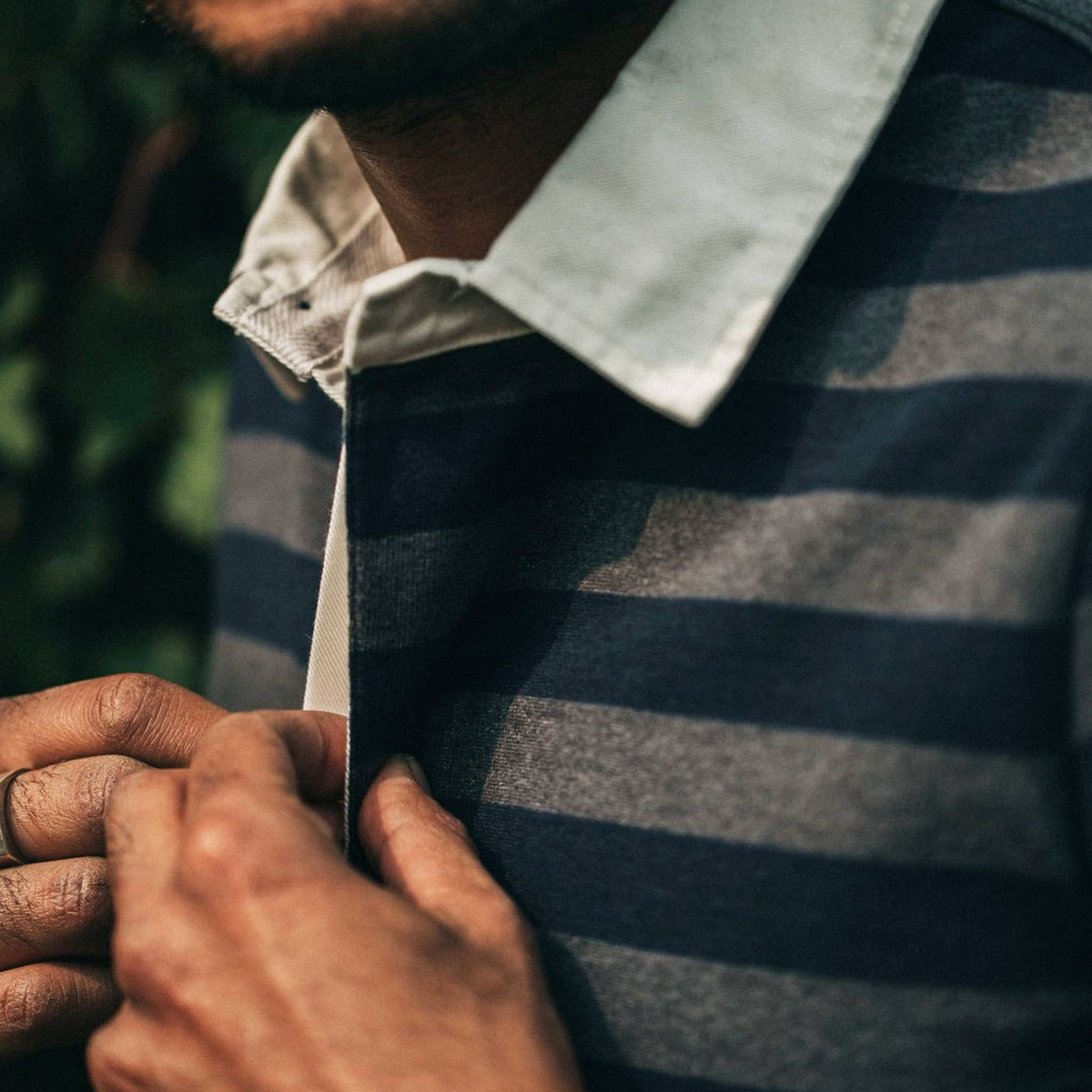 The Rugby Shirt in Navy Stripe