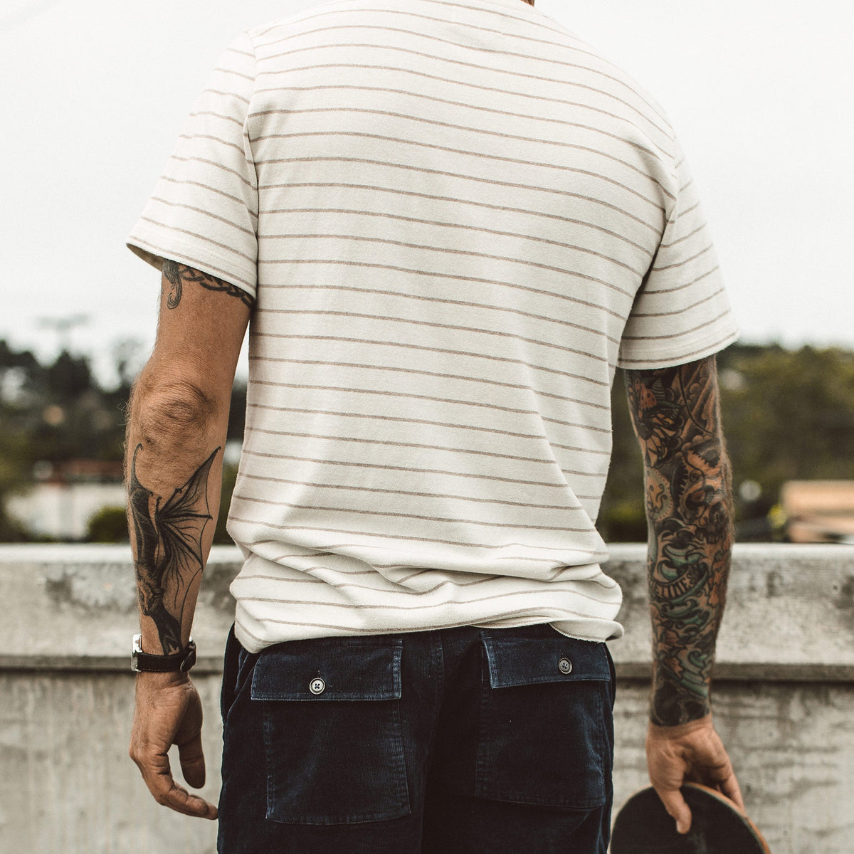 The Heavy Bag Tee in Natural Stripe