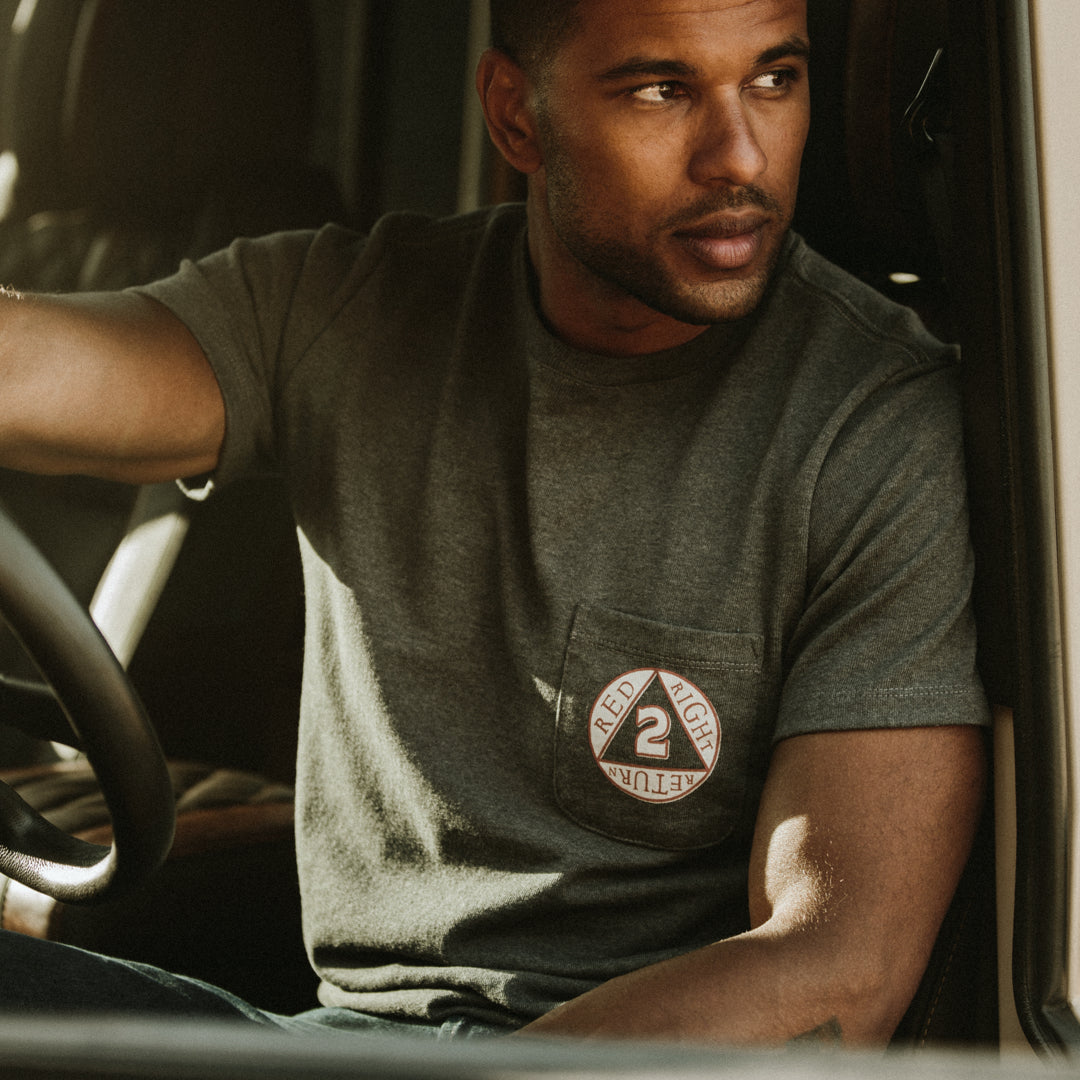 The Heavy Bag Tee in Red, Right, Return