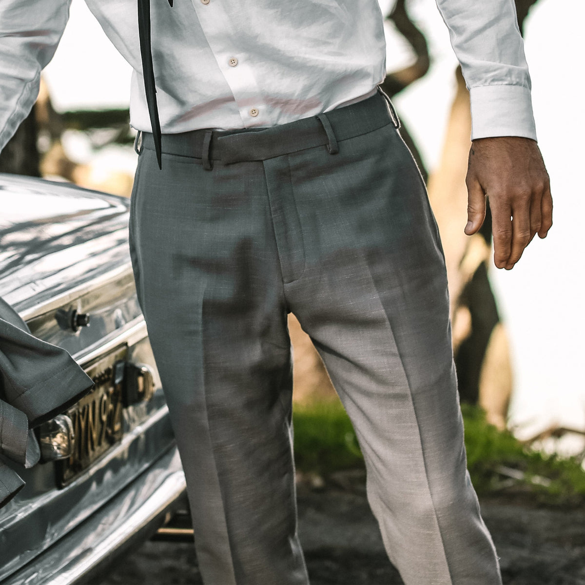 The Telegraph Trouser in Charcoal Slub