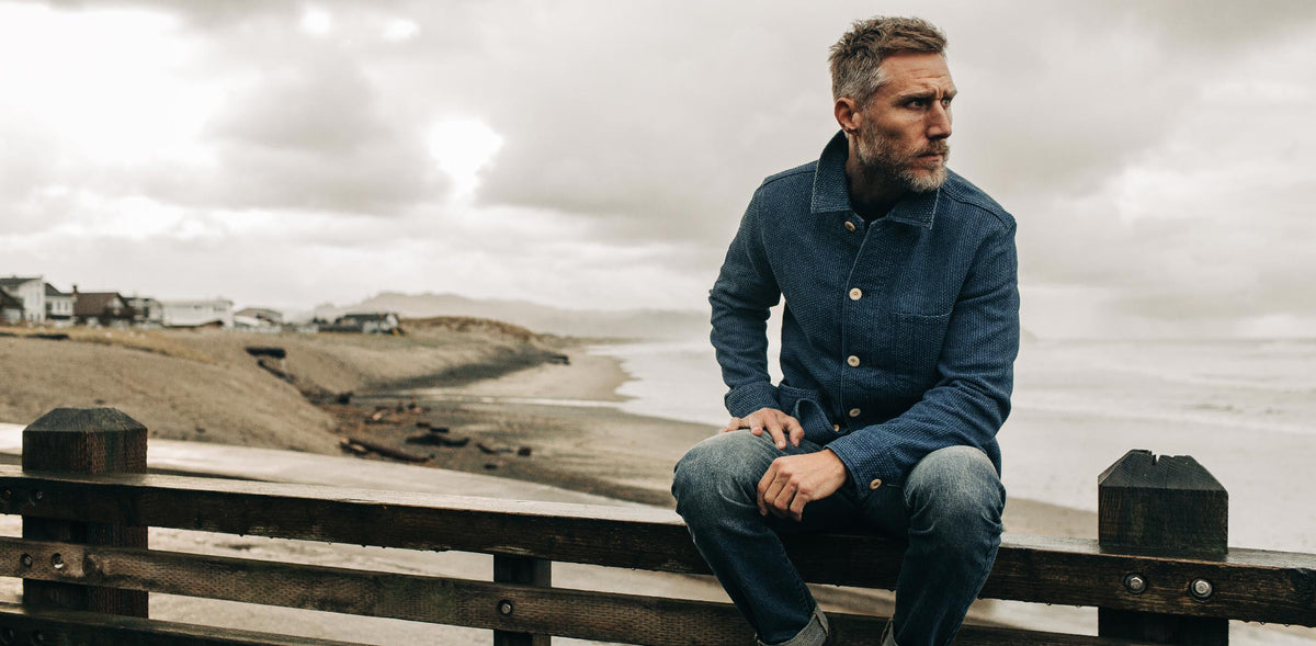 The Ojai Jacket in Washed Indigo Sashiko