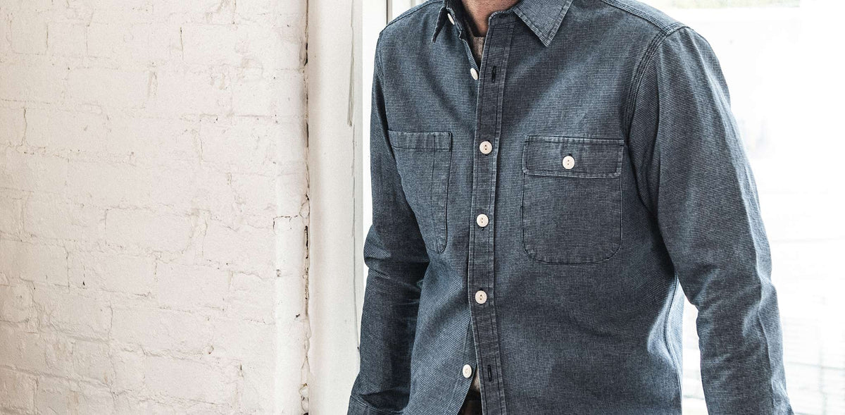 The Moto Utility Shirt in Indigo Pindot