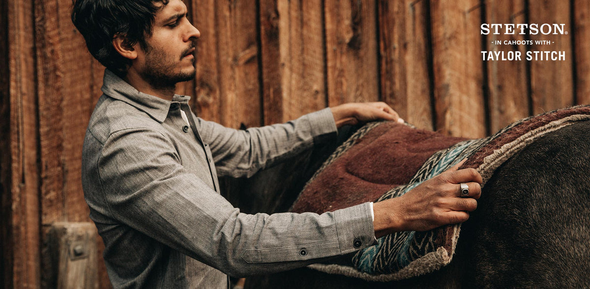 The Mechanic Shirt in Slate Herringbone