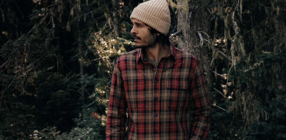 The Moto Utility Shirt in Cardinal Plaid