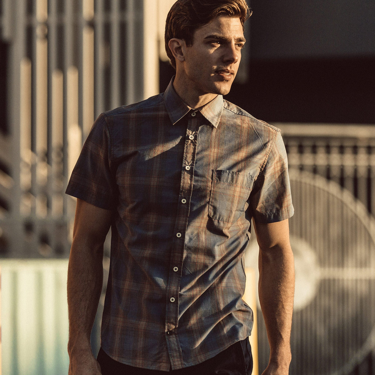 The Short Sleeve California in Melange Plaid