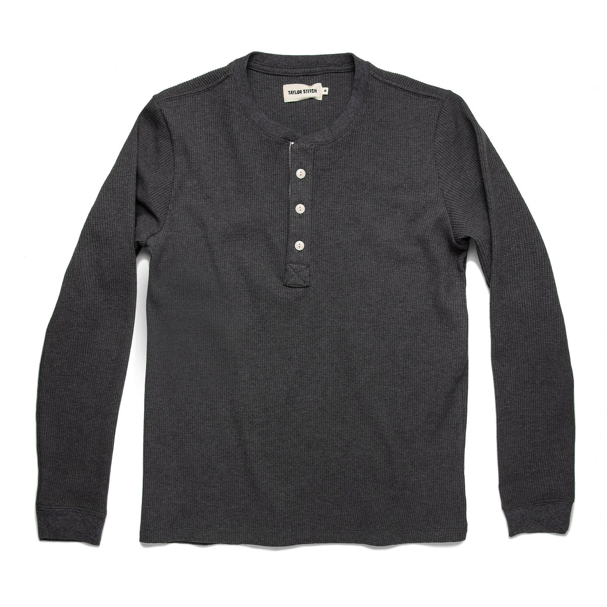 The Heavy Bag Waffle Henley in Heather Grey