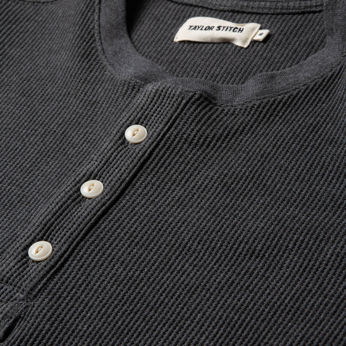 The Heavy Bag Waffle Henley in Heather Grey